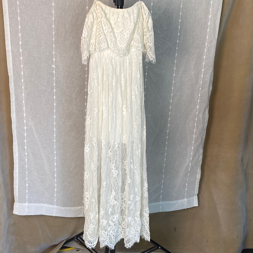 Lulu's Ivory Lace Maxi Dress